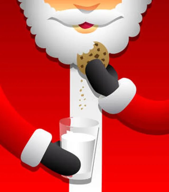 Santa greeting families in downtown Rochester on Shop Small Saturday